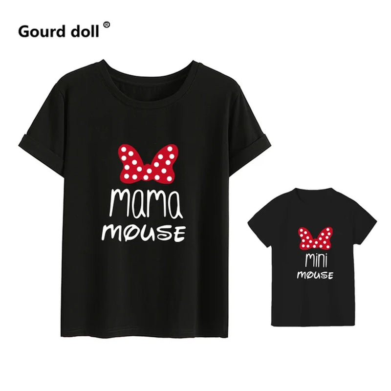 Cotton Family Matching Clothes Outfits Mother and Daughter T-Shirt Mommy and Me Clothes Lovely Blouse Kids Baby Girl Boys Look