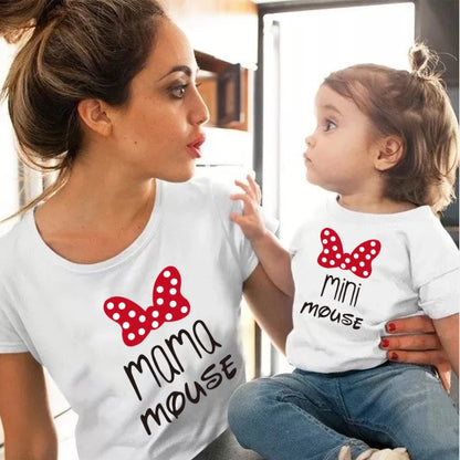 Cotton Family Matching Clothes Outfits Mother and Daughter T-Shirt Mommy and Me Clothes Lovely Blouse Kids Baby Girl Boys Look